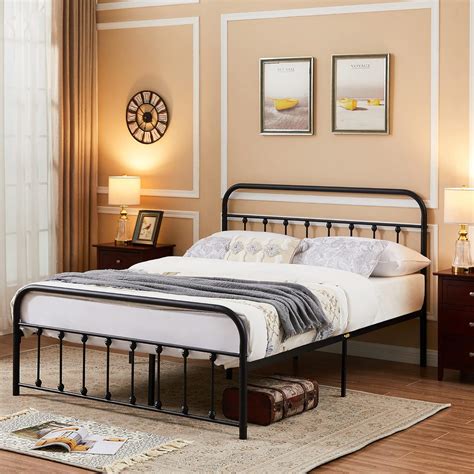 Amazon Vecelo Vintage Metal Bed Frame Platform With Headboard And