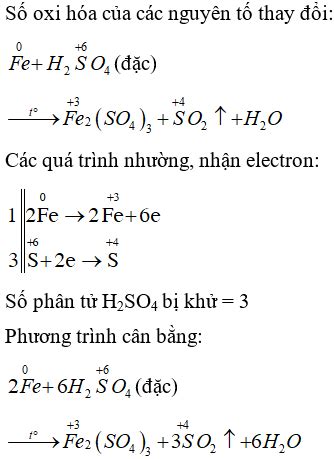 Cho sơ đồ phản ứng Fe H2SO4 đặc nóng Fe2 SO4 3 SO2 H2O Số phân tử