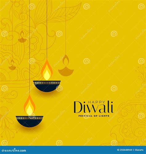 Happy Diwali Festival Poster Background With Realistic Diya Design