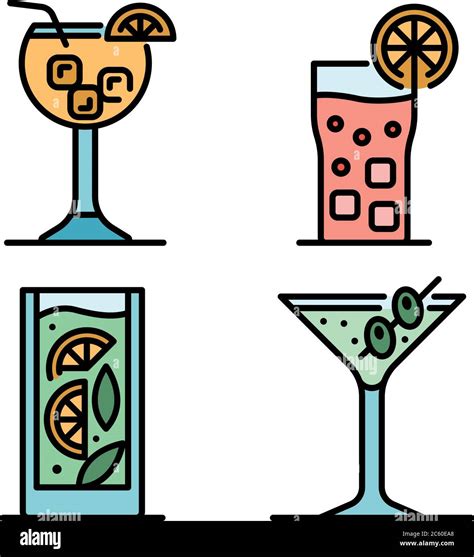 Cocktail Icons Vector Flat Stock Vector Image And Art Alamy