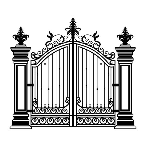 Metal Gate Sketch Vector Illustration Of Decorative Forging Of A Two