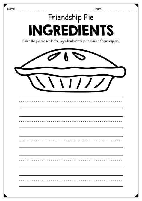Pie Friendship Activity Friendship Activities Friendship Printables