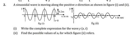 2 A Sinusoidal Wave Is Moving Along The Positive X Direction As Shown In