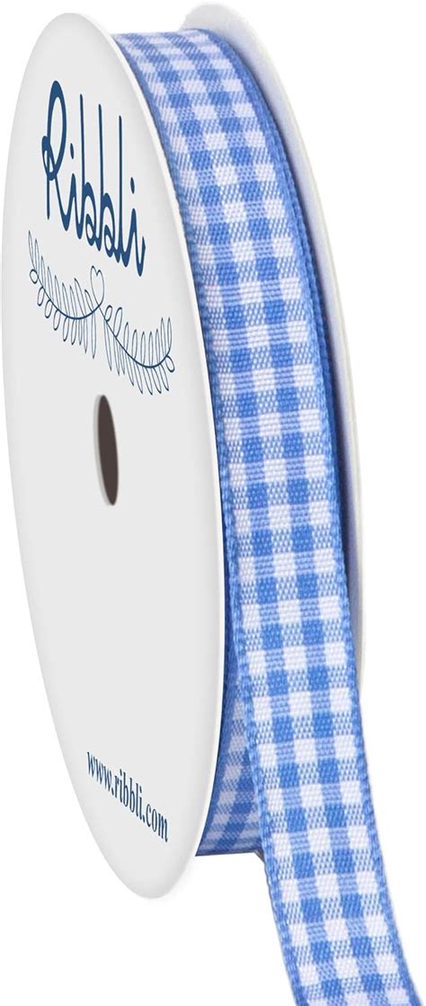 Amazon Ribbli Blue And White Gingham Ribbon 100 Polyester Woven