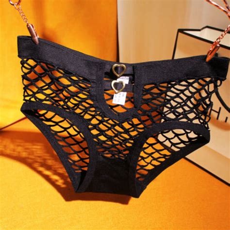 Lady Fishnet Briefs Panties Knickers Hollow Stretch Underpants Lingerie