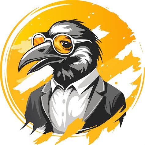 Crow Wearing Glasses Illustration Design Premium Ai Generated Vector