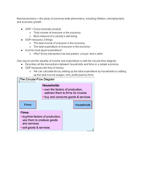 Macro Test Study Guide Macroeconomics The Study Of Economy Wide