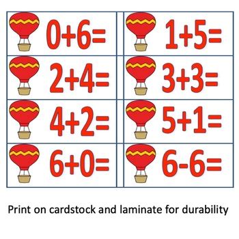 Hot Air Balloon Math Facts By Teacher Trish TPT