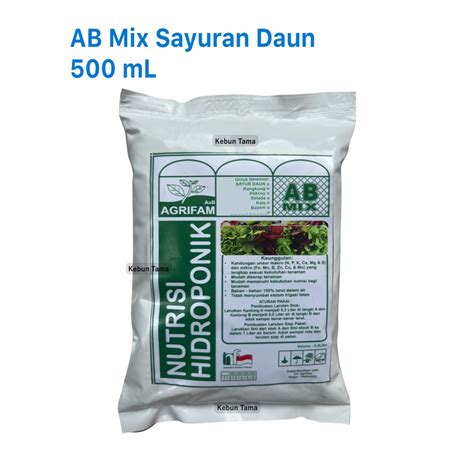 Jual Nutrisi AB Mix Hidroponik Sayur Sayuran Daun Agrifam 500 Ml