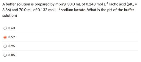 SOLVED A Buffer Solution Is Prepared By Mixing 30 0 ML Of 0 243 Mol L