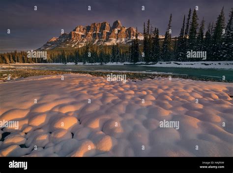 Sunrise at Castle Mountain Stock Photo - Alamy