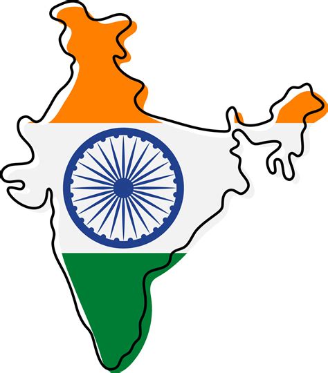 Stylized Outline Map Of India With National Flag Icon Flag Color Map