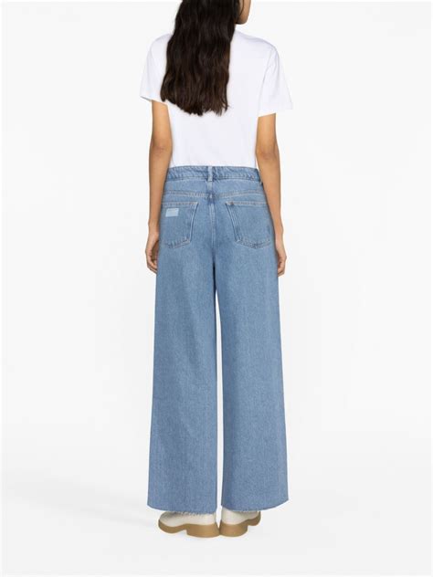 GANNI Calça Jeans Wide Leg Ajuste No Cós Azul FARFETCH BR