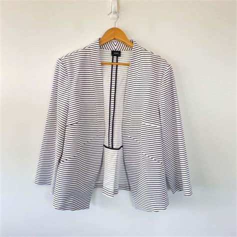 Sara Black White Striped Blazer Plus Size 20s