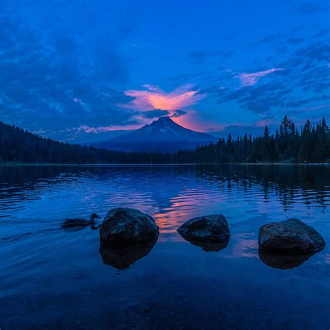 lake blue sky sunset 4k iPad Pro Wallpapers Free Download