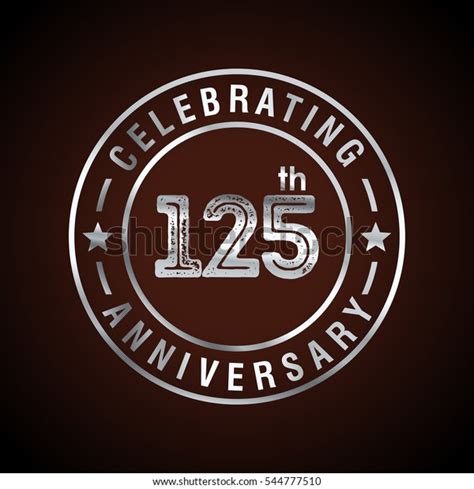 125th Silver Grunge Anniversary Logo Laurel เวกเตอรสตอก ปลอดคา