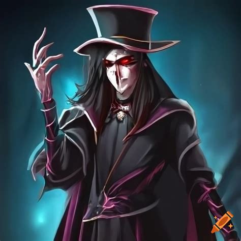 Image Of A Dark Magician With Long Black Hair And Red Eyes On Craiyon