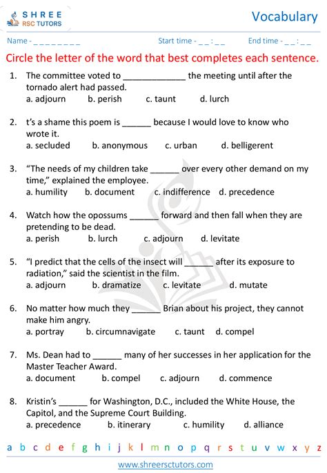 Grade 7 English Worksheets Shree Rsc Tutors