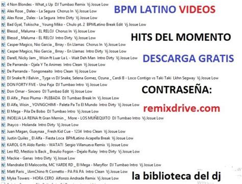 Bpm Latino Videos Remix Extended Agosto Utilidades Para Djs