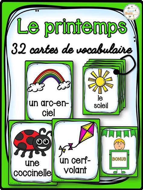 Cartes De Vocabulaire Sur Les Mots Du Printemps Easel Activities