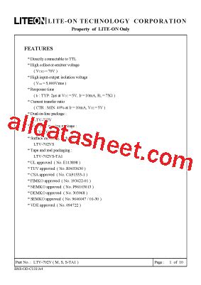 LTV-702V Datasheet(PDF) - Lite-On Technology Corporation
