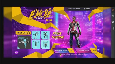 Free Fire Party Emote Throne And Money Rain Emote Youtube