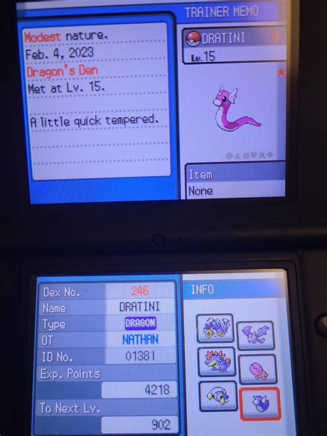 Gen4 Shiny Dragon Den Dratini Finally Got My Favourite Evolution