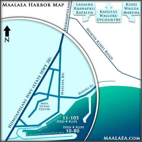 Maalaea Harbor Map - Slip #s, Parking, Restaurants, Directions