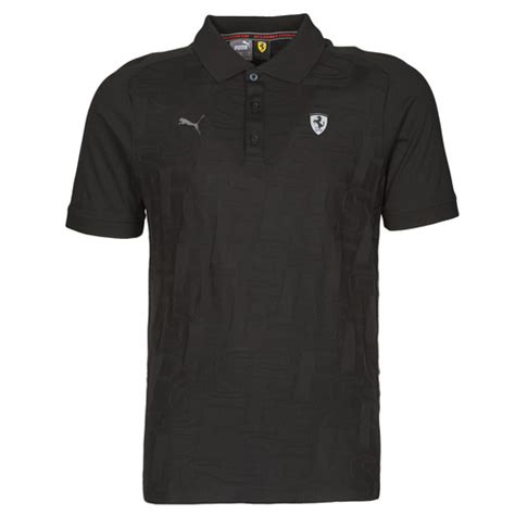 Puma FERRARI STYLE JACQUARD POLO Noir Vêtements Polos manches courtes