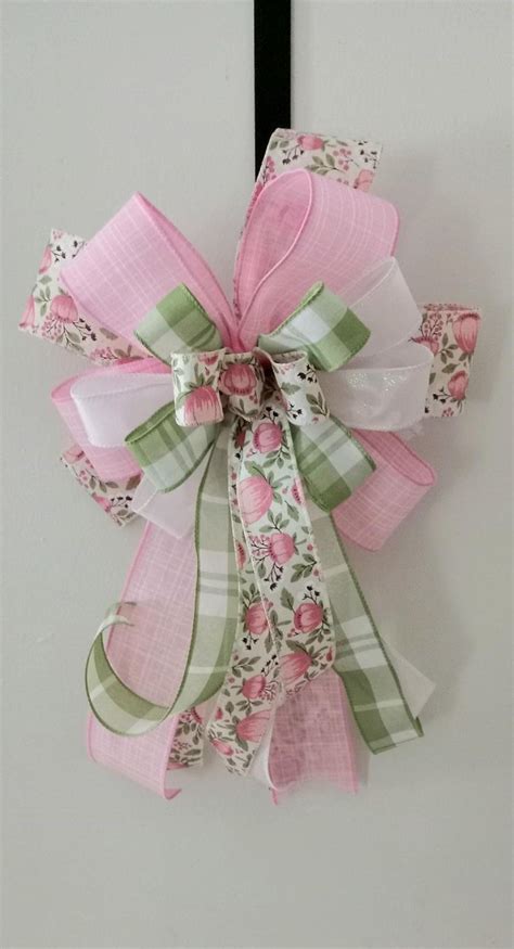 Peonies Bow Summer Bow For Wreath Easter Bow Wreath Bow Lantern Bow