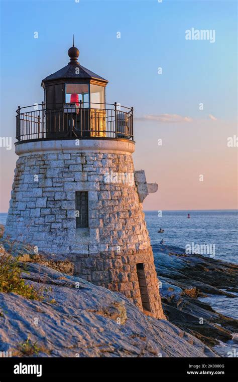 Castle Hill Lighthouse During The Blue Hour Just Before Sunset Newport