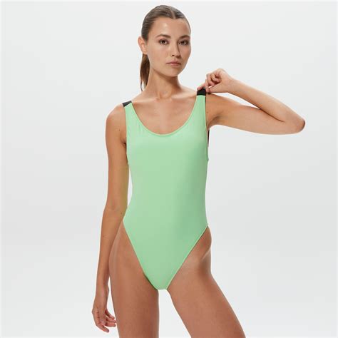 Calvin Klein Scoop Back One Piece Kadın Yeşil Mayo Kadin Mayo Bikini