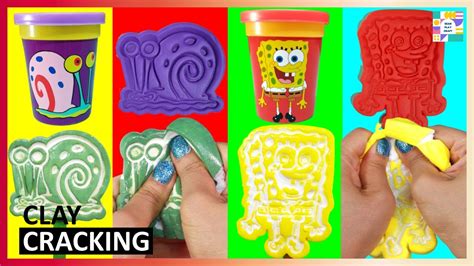 [4k]★spongebob Squarepants★ Animation Clay Cracking Play Doh Asmr 12 스펀지밥 캐릭터 점토부수기 [sean