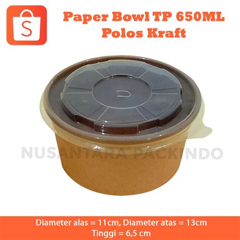 Jual Paper Bowl Tp 650ml Polos Kraft Putih 25 Pcs Mangkuk Kertas