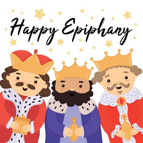 Cute Greeting Card Happy Epiphany With Three Kings Banner Template For Epiphany Day Three