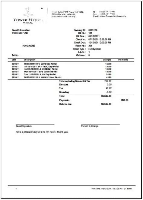 Hotel Bill Formats In Word Word Excel Pdf Formats