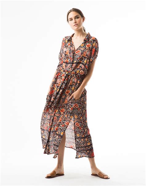 Ropa Vestido Largo Estampado Con Bolsillos Natura Wrap Dress Dresses