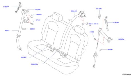 Nissan Rogue Seat Belt Lap And Shoulder Belt Rear 88844 JM000