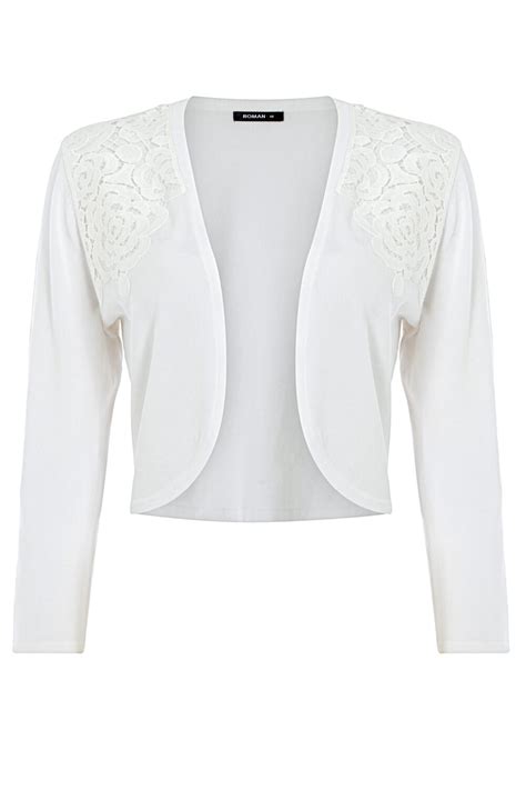 Lace Trim Bolero Shrug In Ivory Roman Originals Uk