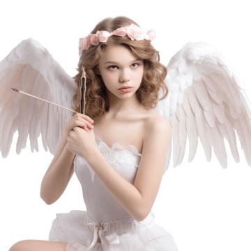 Cute Teen Girl Angel Cupid Valentin Shoot With Bow Arrow Teenager With