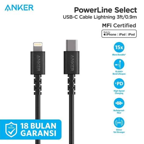 Jual Anker B2b A8612 Powerline Select Usb C Cable With Lightning