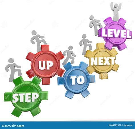 Step Up To Next Level Gear Marchers Rising Success Achievement Stock