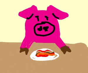 A pig eating bacon - Drawception