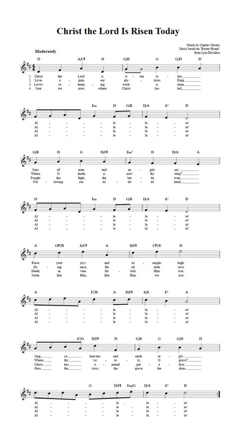 Christ the Lord Is Risen Today: Chords, Lyrics, and Sheet Music for B-Flat Instruments