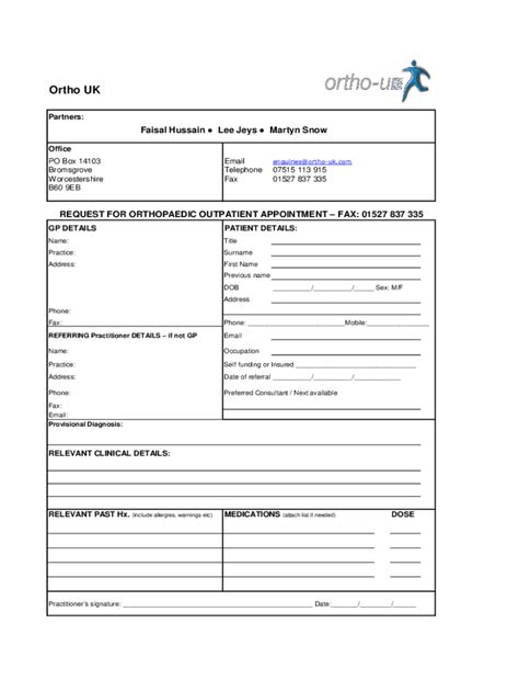 Fillable Online Ortho Uk Patient Referral Form V Fax Email Print