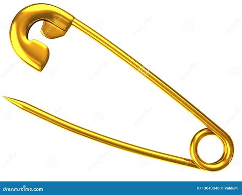 Golden Safety Pin Stock Illustration Illustration Of Safety 13043040