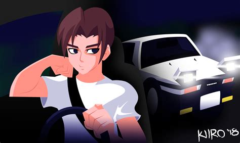 Fanart - Takumi Fujiwara and the AE86 by 002Usuario on Newgrounds