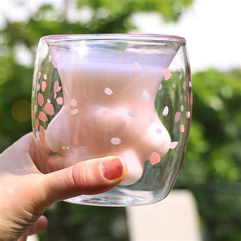 Buy Cat Claw Cup Pink Cherry Printing Cat Paw Mug Cute Cat Foot Shape