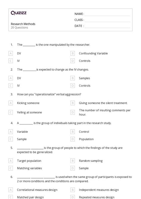 50 Dependent Variables Worksheets On Quizizz Free Printable