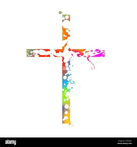 Multi Colored Cross Cross Made Of Rainbow Blots Vector Illustration